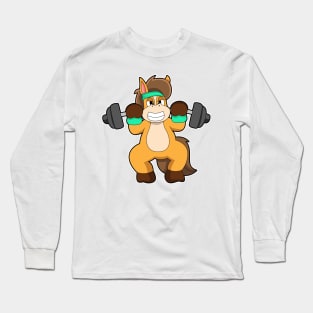 Horse as Bodybuilder with Barbell Long Sleeve T-Shirt